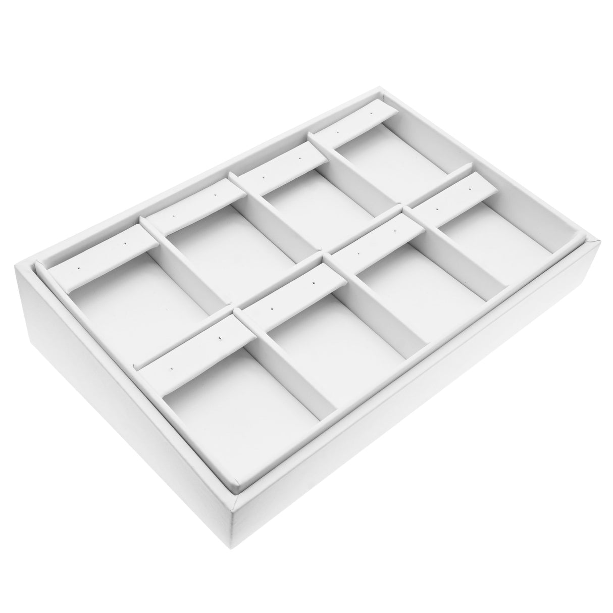 White Leatherette Earring Display Tray – Holds 8 Pairs