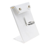 White Leatherette Jewelry Earring and Ring Combination Stand