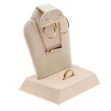 Beige Faux Suede Combination Jewelry Stand - Ring, Earring & Necklace